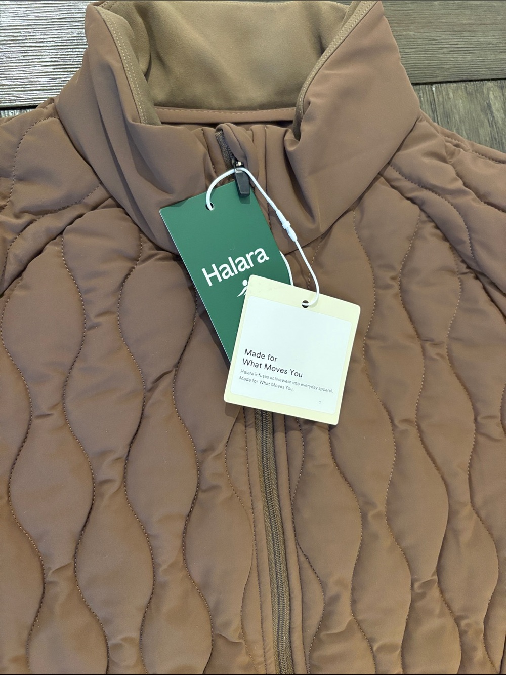 NWT [Halara] PuffFlex Long Sleeve Thumb Hole Quilted Jacket Brown Women’s L - Picture 6 of 16